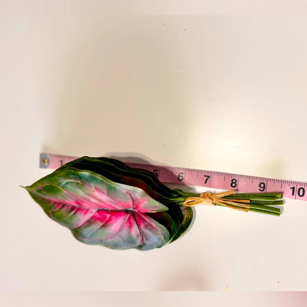 7 LIFELIKE Red Caladium Leaves Flower Picks Floral Home Decor Arrangement Wreath